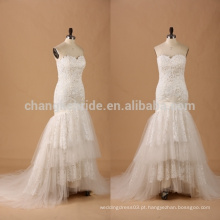 Sweetheart trompete Lace Ruffled Wedding Dress vestido de noiva com rendas conversível